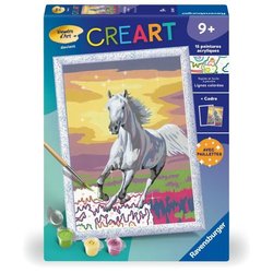 CreArt Kids 18x24 cm Cavallo nel prato, Kit da dipingere con i numeri,