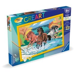 CreArt Kids 31x21cm Pferdeherde, Malen nach Zahlen Set, Art Number, Ab