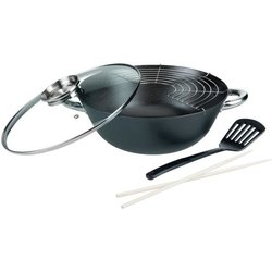 5-teiliger Multifunktionswok - GSW - 860956 - Stahlguss - 32 cm - Für 