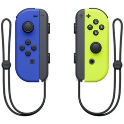 Paar Joy-Con Joysticks links blau und rechts neongelb