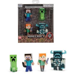 Minecraft Metalen Figurenset Steve Alex Creeper Warden 6 cm