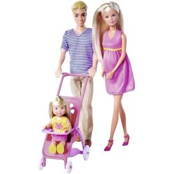Steffi enceinte poupée 29 cm , avec Kevin 30 cm  Evi 12 cm dans sa pou