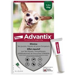 ADVANTIX 4 antiparasitic pipettes - For very small dogs from 1.5 to 4k