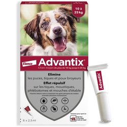 Pipetas antiparasitarias ADVANTIX 6 - Para perros medianos de 10 a 25 