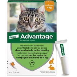 VORTEIL 40 - 4 antiparasitäre Pipetten - Für Katzen und Kaninchen unte