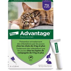 VANTAGGIO 80 - 4 pipette antiparassitarie - Per gatti e conigli da 4 k