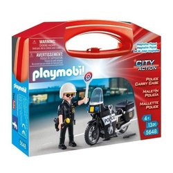 PLAYMOBIL - Valisette Motard de Police - Garçon - 13 éléments - A part