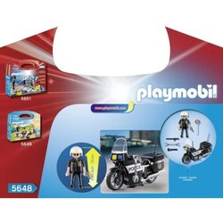 PLAYMOBIL - Polizei-Biker-Koffer - Junge - 13 Teile - Ab 4 Jahren