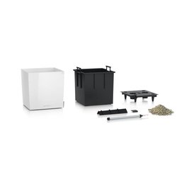 Maceta LECHUZA Cube Premium 40 - juego completo, blanco brillante