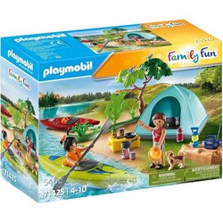 PLAYMOBIL 71425 Family and Tent - Contains 3 figures, 3 bikes and many