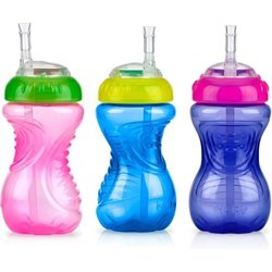 NUBY 3er-Pack auslaufsichere Becher mit flexiblen Strohhalmen  Mädche