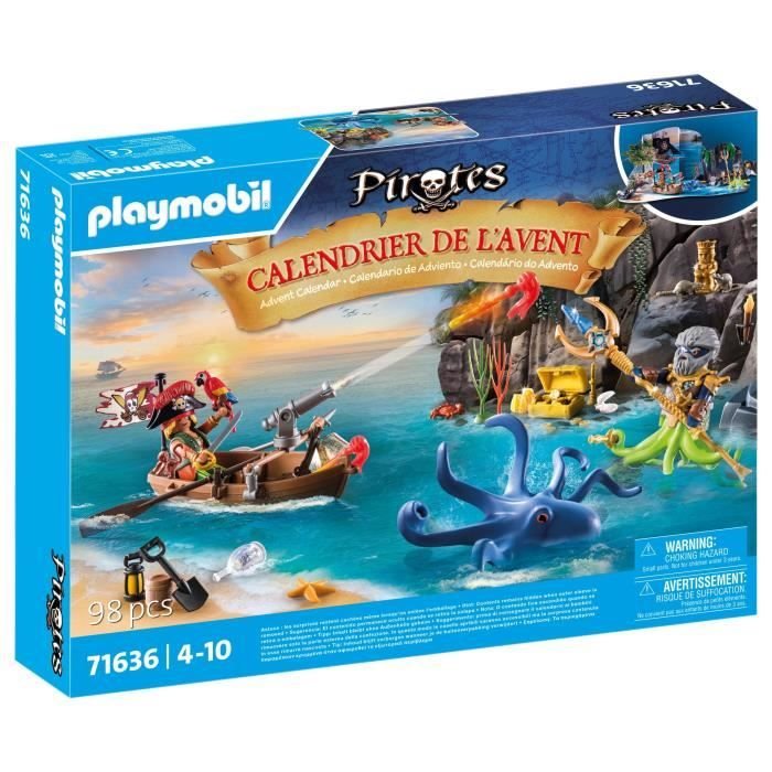 PLAYMOBIL 71636 Calendrier l Avent Pirate, 24 surprises, 98 pieces, De