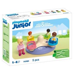 PLAYMOBIL Junior 71701 Niños y torniquete - Incluye cuatro personajes 