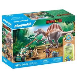 PLAYMOBIL 71820 Spinosaure, chercheur et véhicule a grue pivotante, Di