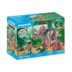 PLAYMOBIL 71821 Triceratops mit Baby und Forscher, Dinos, 29 Teile, ab
