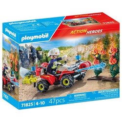 PLAYMOBIL 71825 Bombero con quad y arbustos en llamas