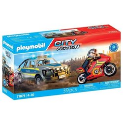 Playmobil 71875 Pickup della polizia, motocicletta e 2 personaggi, pol
