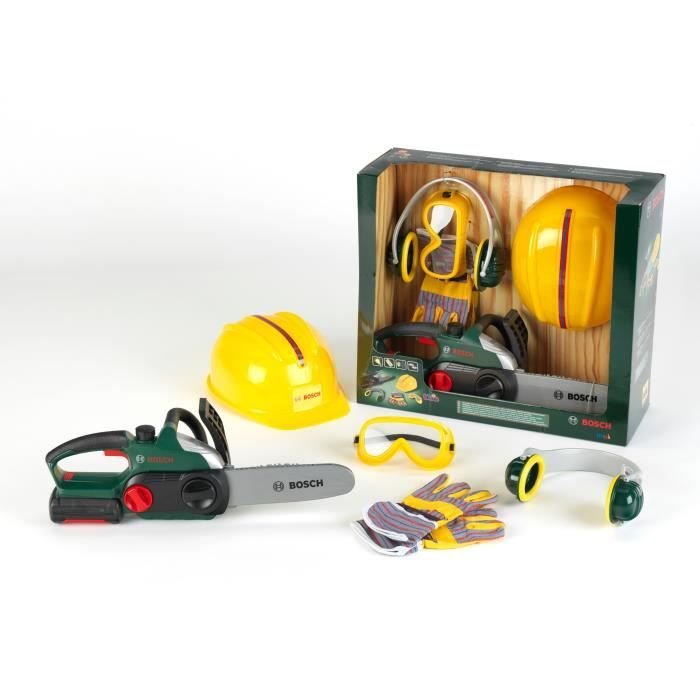 KLEIN - Jouet - Set bûcheron Bosch avec tronçonneuse électronique, 5 p