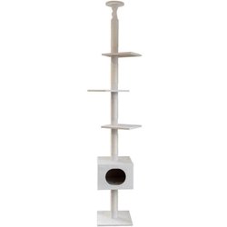 KERBL - Kratzbaum FERDI - 38 x 38 x 240 bis 260 cm - Weiß - Sisal