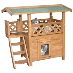 Katzenhaus - KERBL - Lodge - Holz - Braun / Grün - 77 x 50 x 73 cm