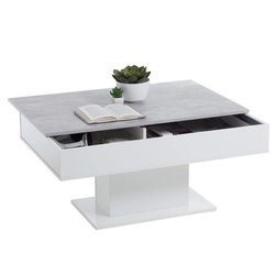 Tweekleurige salontafel met uitschuifbaar blad - LA betongrijs en glan
