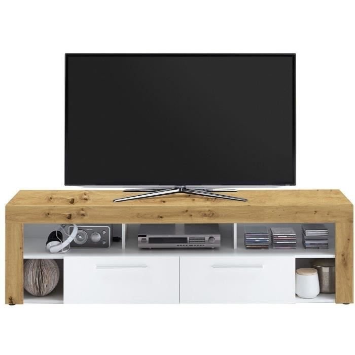 VIBIO 2 TV-/Hifi-Schrank - Handgefertigt in Eiche und Weiß - L180 x H5