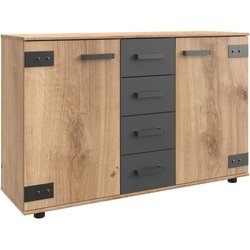 Kombikommode - WIMEX - LAMIA - 2 Türen - 4 Schubladen - Balkeneiche/Gr