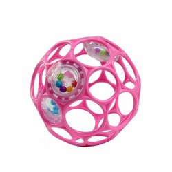 BRIGHT STARS Oball Easy-Grip Rattle BPA-vrij babyspeelgoed in roze, vo
