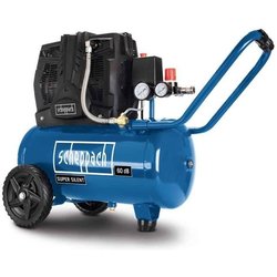 Compresor de aire silencioso horizontal de dos cilindros Scheppach HC2