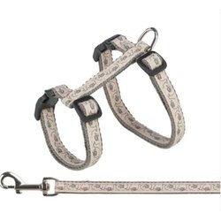 Arnés con correa - TRIXIE - 2745 cm / 13 mm - 1,20 m - Gris / Rosa