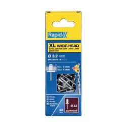 Rivetti XL Ø3,2 x 8 mm - RAPID - Alluminio - Scatola da 50 + Punta da 