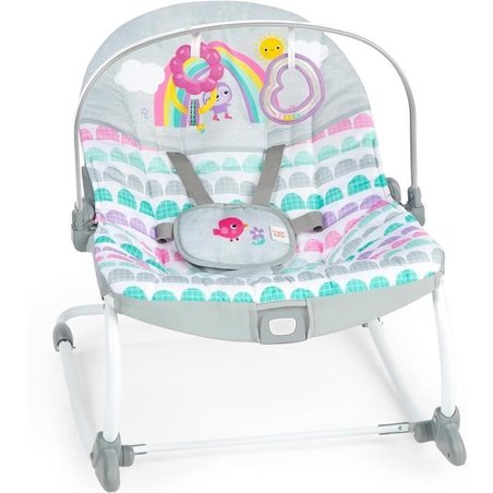 BRIGHT STARTS Transat bébé évolutif Arc-en-Ciel, rose, Vibrations apai