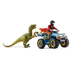 Coffret Fuite sur quad face au vélociraptor, ensemble de jouets Préhis