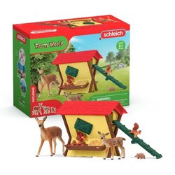 Waldtierhütte, Schleich Truhe mit Hütte, 1 Reh, 1 Rehkitz, 1 Eichhörnc