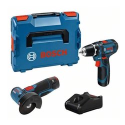 Packung mit 2 BOSCH Werkzeugen GSR 12V-15 Bohrschrauber + GWS 12V-76 W