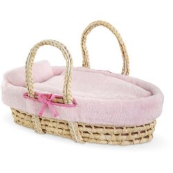 Babypuppenzubehör - COROLLE - Rosa Plüsch-Stubenwagen-Set - für 36 und
