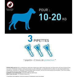 FRONTLINE 3 SPOT ON Antiparasitaire Pipetten voor Honden - 10 tot 20 k
