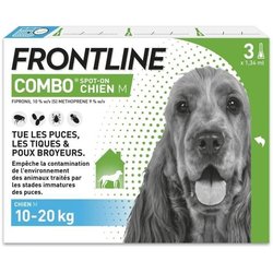 FRONTLINE 3 Antiparasitenpipetten COMBO Hund - 10 bis 20 kg - Flöhe, Z