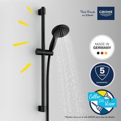 Shower set with 2 jets shower head, 60cm bar and 1.75m flexible hose -