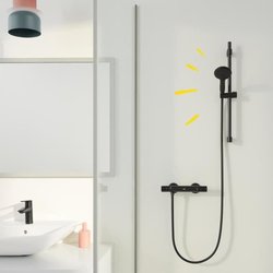 Shower set with 2 jets shower head, 60cm bar and 1.75m flexible hose -