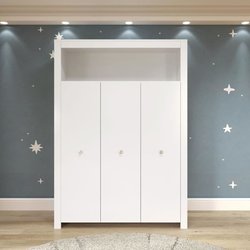OLIVIA Komplettes Babyzimmer: Bett 70x140 cm + Kleiderschrank + Kommod