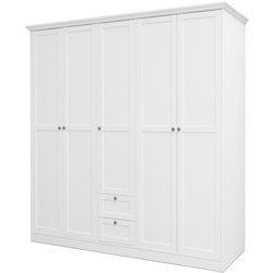 Armoire de chambre - LANDWOOD 19 - Blanc - 5 portes - 187 x 67 x 200 c