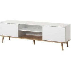 Meuble TV scandinave GÖTEBORG - Blanc - 2 Portes - L 160 x P 40 x H 50