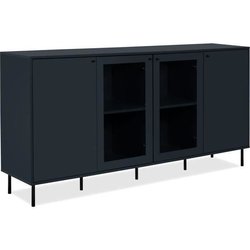 CARACAS Esszimmer-Sideboard  Marineblaues Dekor  2 Glastüren + 2 Tür
