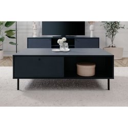 Table basse - CARACAS 55A - Bleu marine - 2 tiroirs, 2 niches - 110 x 