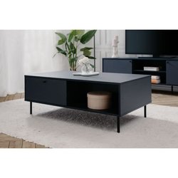 Table basse - CARACAS 55A - Bleu marine - 2 tiroirs, 2 niches - 110 x 