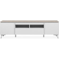 Meuble TV Bertrix 56A - Décor travertin / blanc - Panneaux de particul