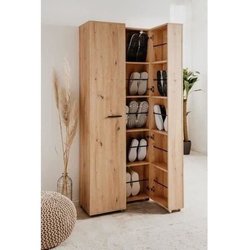 Meuble a chaussures Lugo - Décor chene artisan - 74 x 181,5 x 34 cm - 