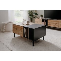 Couchtisch - LONA - Rechteckig - Eiche, handgefertigt / Schwarz - 100 