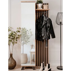 Spind mit Spiegel - MEDAN 42A - Anthrazit/Artisan Eiche - 80 x 190 x 3